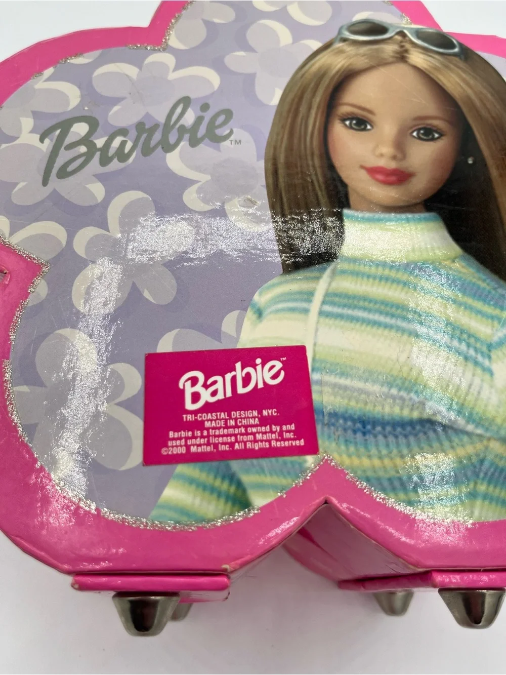 Y2K Rare Barbie Collector's Case Flower Box ‘Mattel 2000’ with Silver Latch
